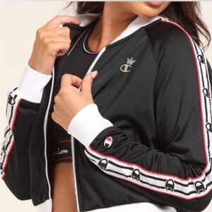 Champion Crown Logo Track Jacket Black/White Womens | Size Small